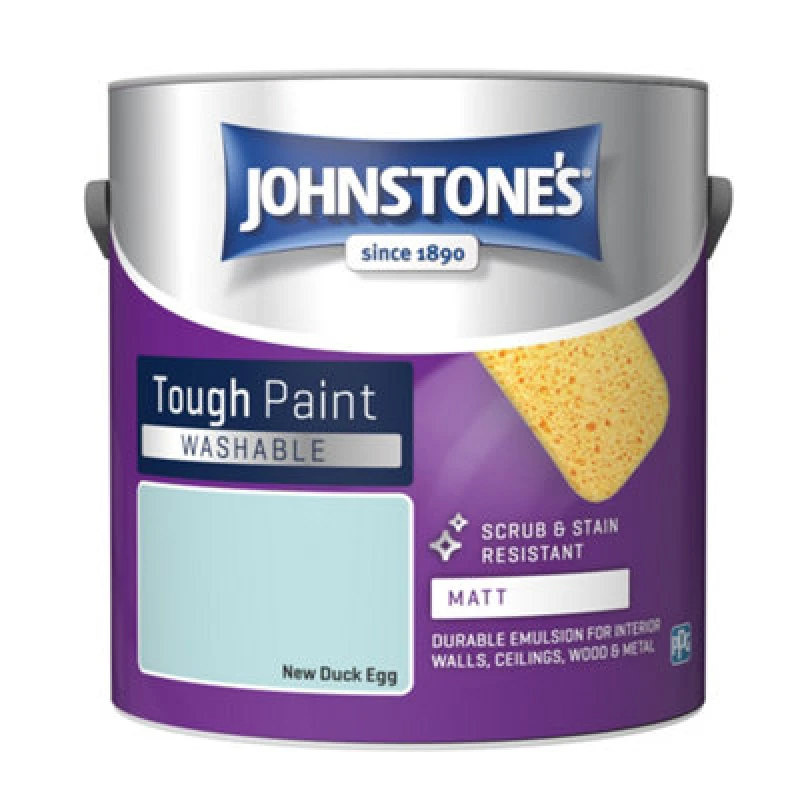 Image of Johnstone's Washable Matt Tough Paint New Duck Egg - 2.5L