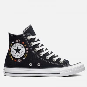 Image of Converse Womens Chuck Taylor All Star It's Ok To Wander Hi-Top Trainers - Black/White/Black - UK 3
