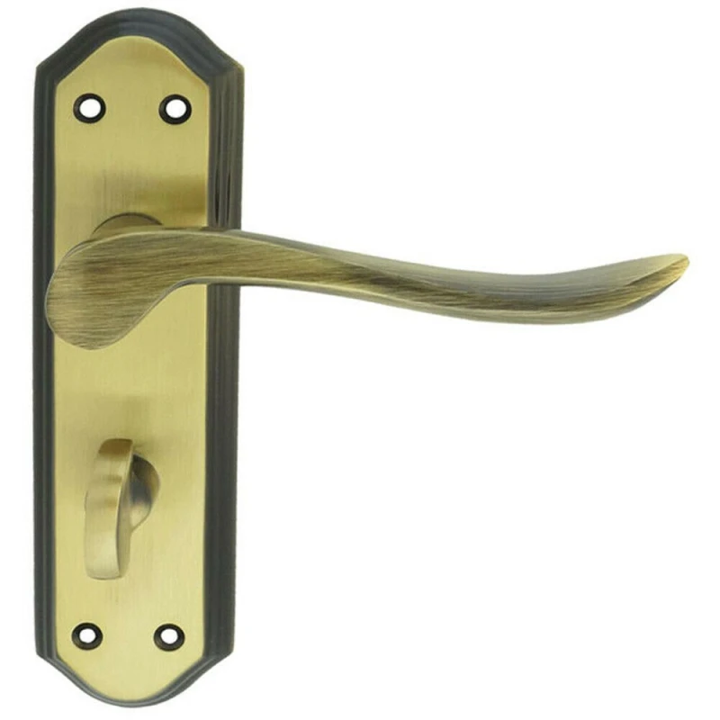 Image of Loops PAIR Curved Lever on Sculpted Bathroom Backplate 180 x 48mm Florentine Bronze Multi