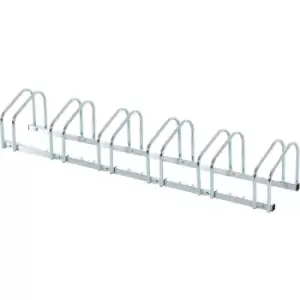 Image of Bike Parking Rack Bicycle Locking Storage Stand for 6 Cycling Silver - Silver - Homcom