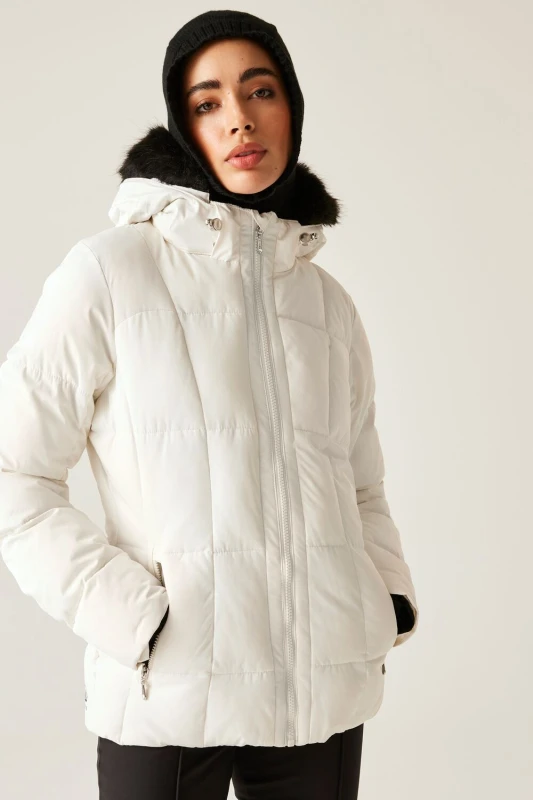 Image of Dare 2b Womens Glamourize Waterproof Insulated Padded Ski Jacket in White Size: 8 White Female 8