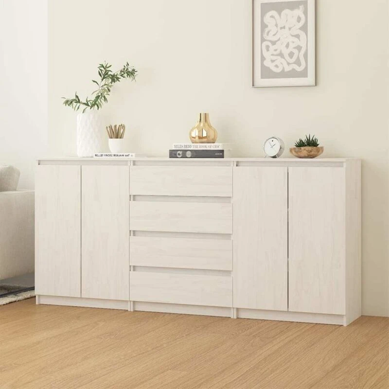 Image of VIDAXL Side Cabinets 3 pcs White Solid Pinewood Vidaxl 8720286829332