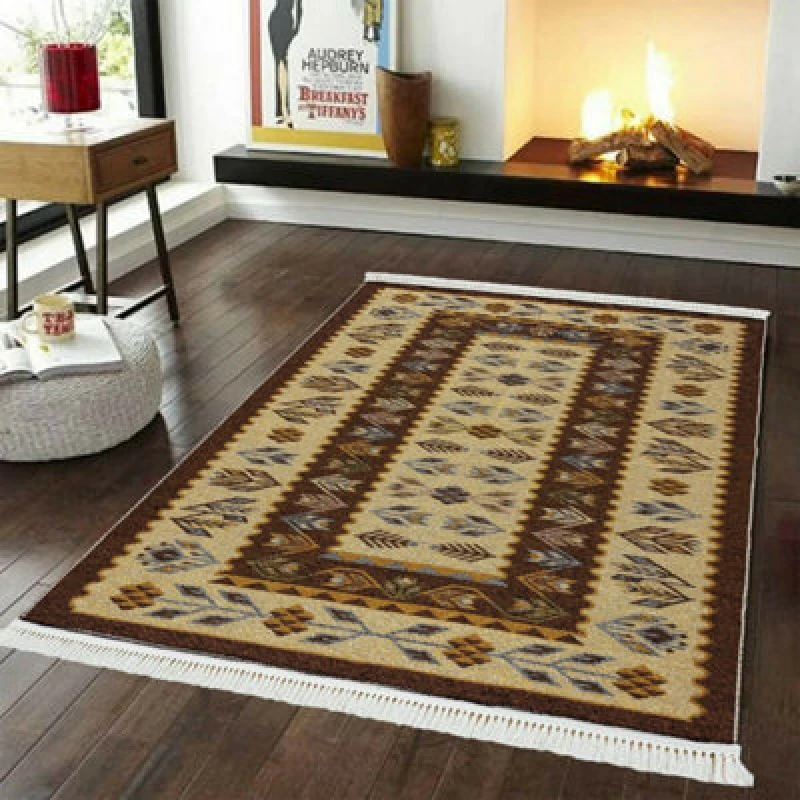 Image of Smart Living Luxury Traditional Design Soft Reversible Washable Aybak Rug - 120Cm X 170Cm - Mustard