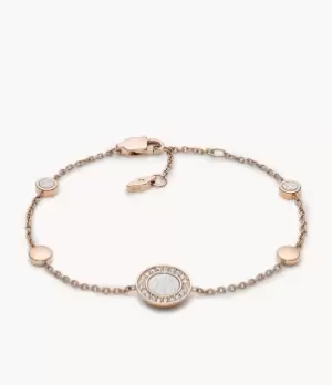 Image of Fossil Women Halo Rose Gold-Tone Station Bracelet