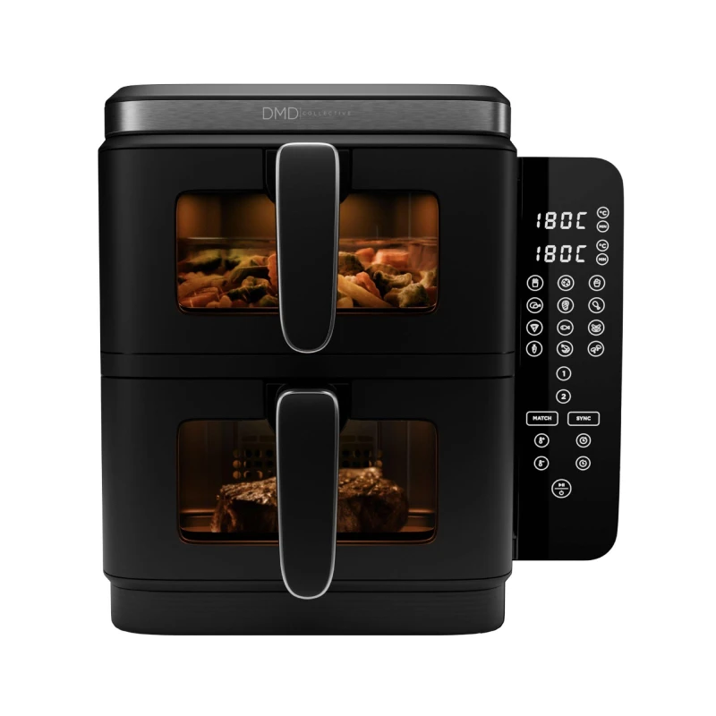 Image of DMD Collective Double Air Fryer - 11L, 12 Cooking Options Black unisex 11L