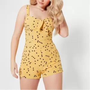 Image of I Saw It First Polka Dot Tie Front Cami Playsuit - Yellow