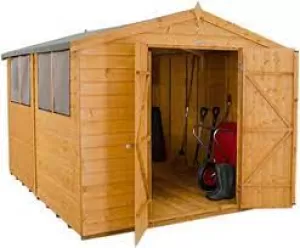 Image of Forest Garden 10 x 8ft Apex Shiplap Dip Treated Double Door Shed