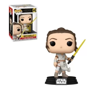 Image of Star Wars The Rise of Skywalker Rey w/ Yellow Lightsaber Funko Pop Vinyl