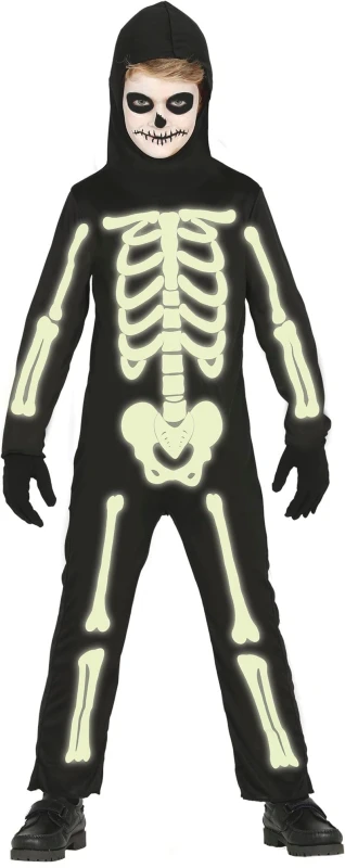 Image of Fiestas Guirca Child Glow In The Dark Skeleton 7-9 Year, Black CLG-FG87312