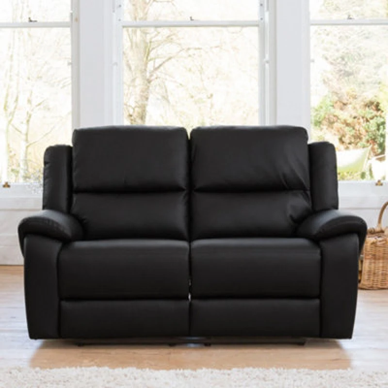 Image of Brookhaven 162Cm Wide Black Bonded Leather 2 Seat Electric Reclining Sofa With Independently Reclining Left And Right Hand Seats