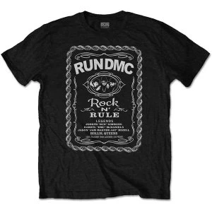 Image of Run DMC - Rock N' Rule Whiskey Label Mens Medium T-Shirt - Black