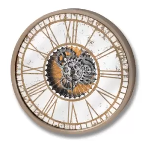 Image of Mirrored Round Clock with Moving Mechanism