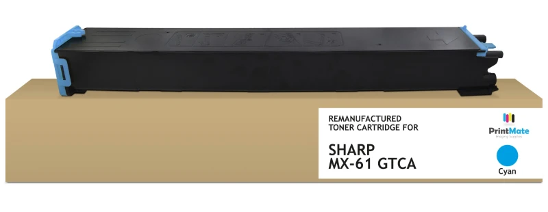 Image of PrintMate Sharp MX-61 GTCA. remanufactured toner. Cyan 24000p