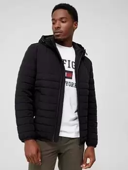 Image of Tommy Hilfiger Stretch Hooded Padded Jacket - Black Size M Men