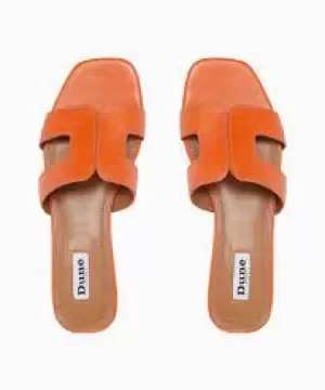 Image of Dune Orange 'Loupe' Block Heel Mule Slippers - 3