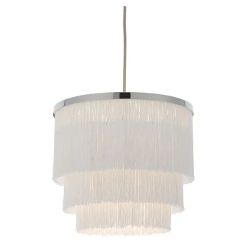 Image of Merano Lighting - Merano Varese Pendant Ceiling Light Chrome Plate & White Tassels