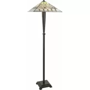 Image of Loops - 1.7m Tiffany Floor Lamp Dark Bronze & Stained Glass Shade Free Standing i00024