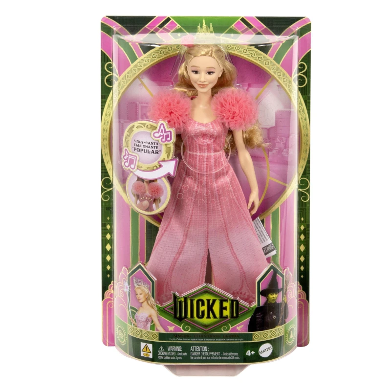 Image of Mattel Wicked Singing Glinda Fashion Doll & Accessories Posable with Movie-Inspired Look & Removable Outfit Sings “Popular