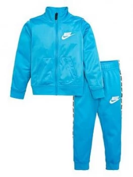 Image of Nike Sportswear Air Toddler Boys Full Zip Hooded Tracksuit Jogger Set - Blue, Size 2-3 Years