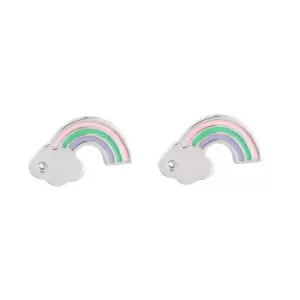 Image of D for Diamond Childrens Silver Diamond Rainbow Stud Earrings