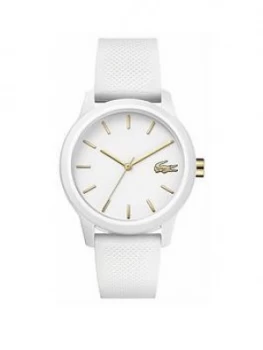 Image of Lacoste Lacoste White and Gold Detail Dial White Silicone Strap Ladies Watch, One Colour, Women