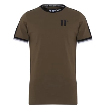 Image of 11 Degrees Taped Ringer T Shirt - Khaki/Black