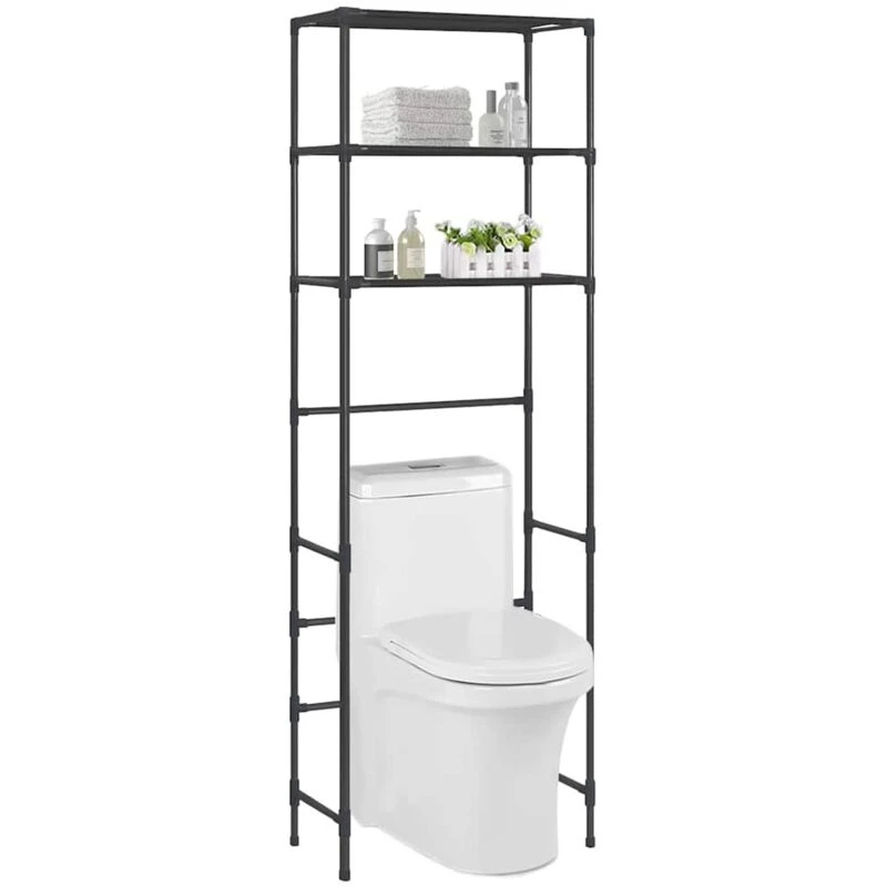 Image of VIDAXL Vidaxl - 3-Tier Storage Rack over Toilet Black 53x28x169cm 8719883890982
