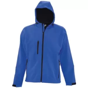 Image of SOLS Mens Replay Hooded Soft Shell Jacket (Breathable, Windproof And Water Resistant) (S) (Royal Blue)