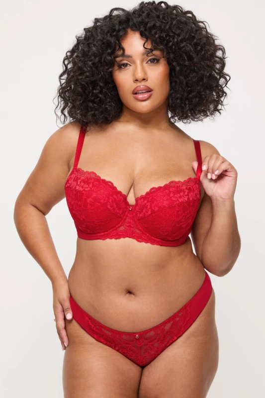 Image of Ann Summers Sexy Lace Padded Balcony Bra Red