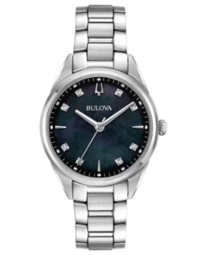 Image of Bulova Sutton Black Mother of Pearl Dial Steel Womens Watch 96P198 96P198