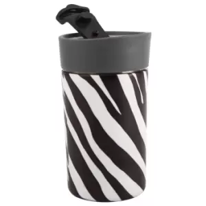 Image of Madagascar Zebra Stripe 300ml Insulated Travel Mug Black and White