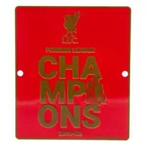 Image of Liverpool FC Premier League Champions Window Sign (One Size) (Red/Gold)