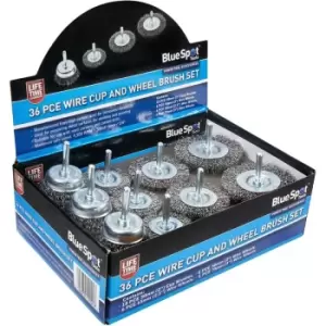 Image of Wire Wheel Flat And Cup Brush Rust Paint Removal Set 36pc - Bluespot
