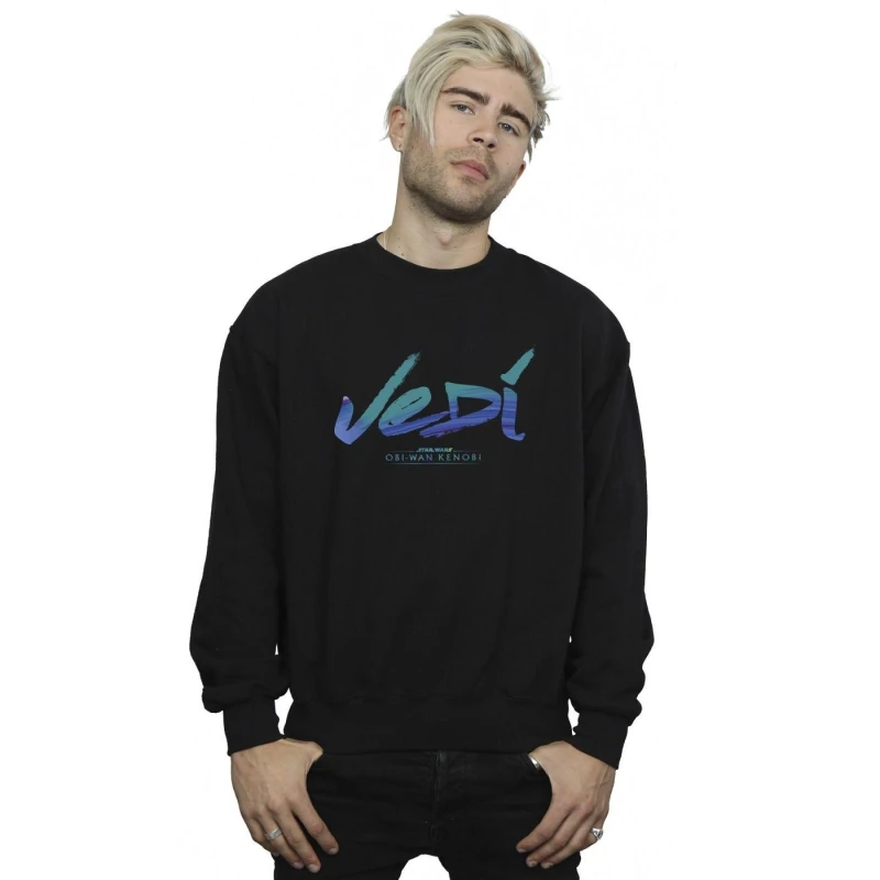 Image of Star Wars Star Wars Men Obi-Wan Kenobi Jedi Painted Font Sweatshirt in Black Size: Small Black S Male 5059934437371