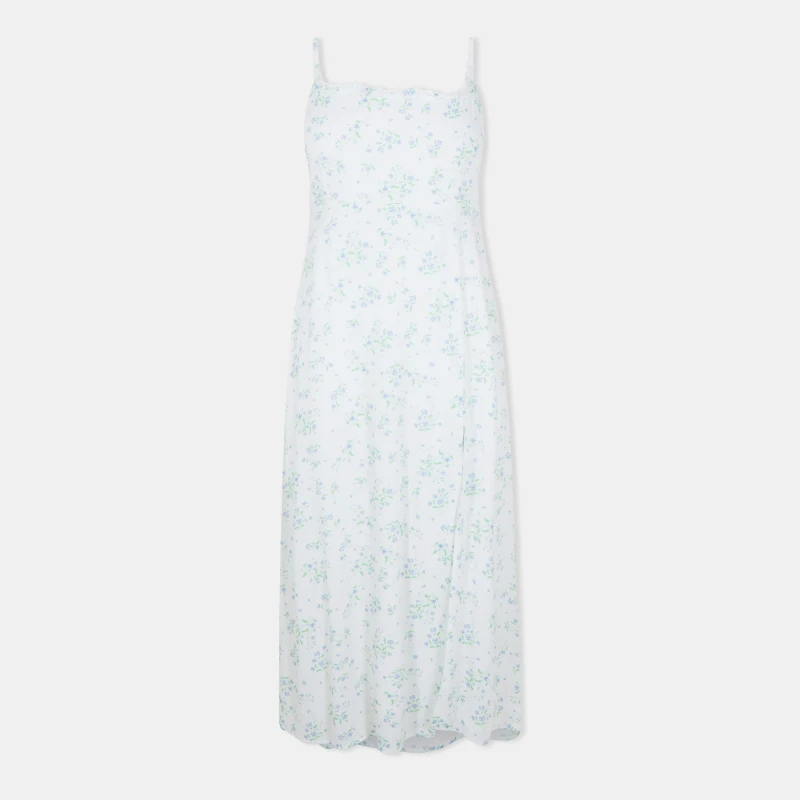 Image of Jack Wills Womens Midi Tea Dress White/Blue Dits female 6 (2XS)