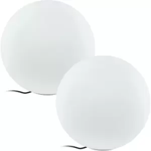 Image of 2 PACK IP65 Outdoor Garden Ball Light White Plastic 1x 40W E27 500mm Globe