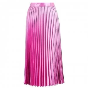 Image of HUGO High-Shine Midi Skirt - Pink