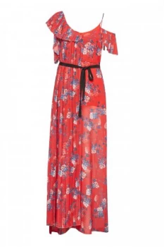 Image of French Connection Kioa Drape Strappy Maxi Dress Red