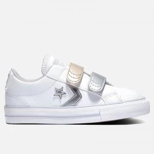 Image of Converse Toddlers Star Player Ox Metallic Velcro Trainers - White - UK 8 Toddler