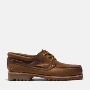 Image of Timberland 3-eye Lug Handsewn Boat Shoe For Men In Dark Brown, Size 8