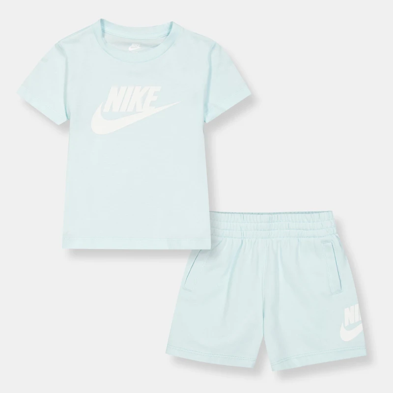 Image of Nike Tee Short Set In53 White/Blue unisex 2-3 Yrs