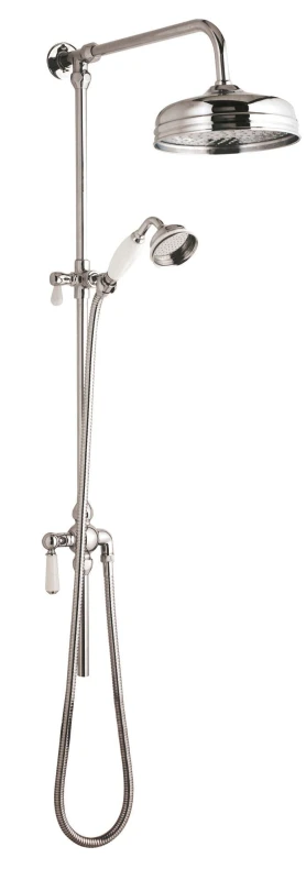 Image of Balterley Exposed Grand Rigid Riser Shower Kit with Fixed Head Handset Chrome White