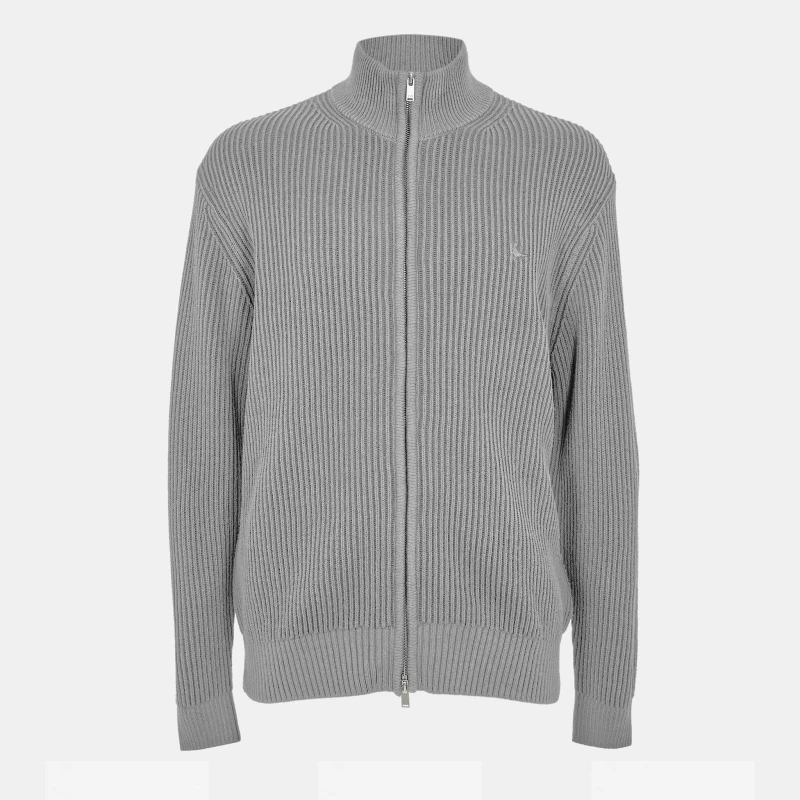 Image of Jack Wills Rib Zip Funnel Cardigan Sweaters Men Grey Marl male S