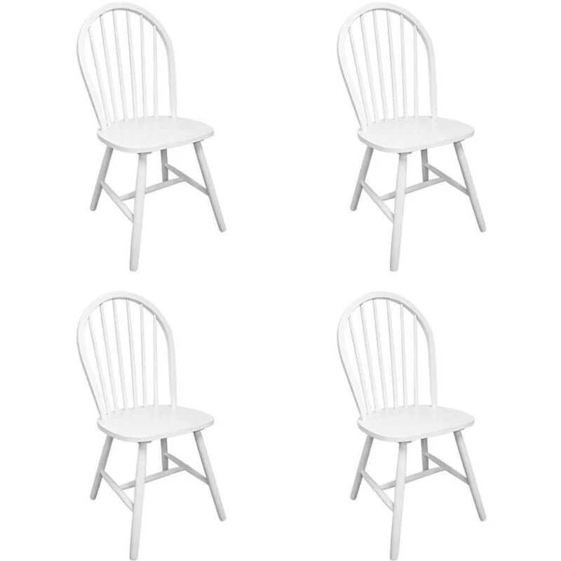 Image of 4 Wooden Dining Chairs Round White