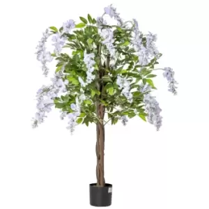 Image of Homcom Artificial Realistic Wisteria Flower Tree Faux Plant For Indoor