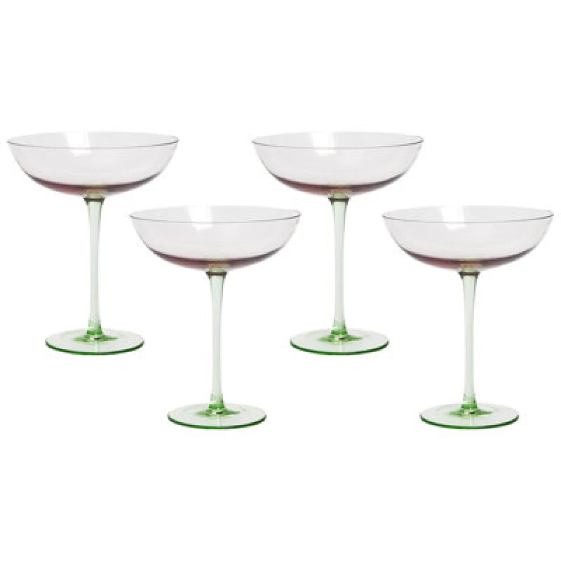 Image of Beliani Set Of 4 Martini Glasses Diopside 250 Ml Pink