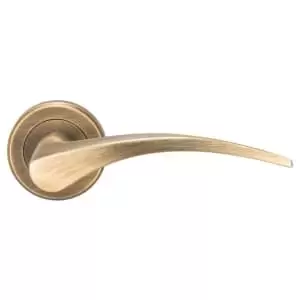 Image of Serozzetta Olivier Antique Brass Round Rose Door Handle - 1 Pair