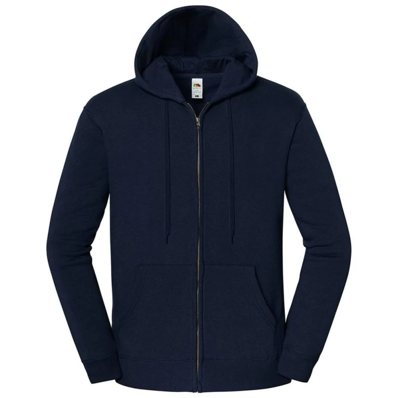 Image of Fruit of the Loom Mens Iconic Premium Full Zip Hoodie in Mid Navy Size: Small Mid Navy Male S