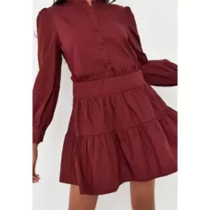 Image of Missguided Front Tiered Smock Dress - Red