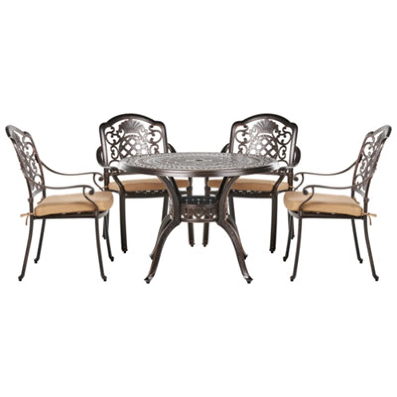 Image of Beliani Garden Dining Set 4 Seater Salento With Cushions Metal Dark Brown